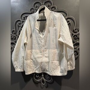 Women’s Fabletics windbreaker lightweight zip front gingham sheer sz L